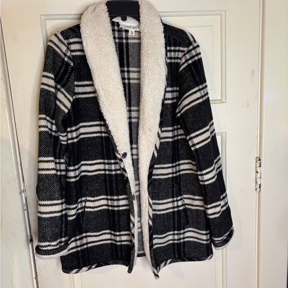 Tribal Jeans Sweater Jacket Size M Black and White Plaid Jacket - Picture 2 of 9